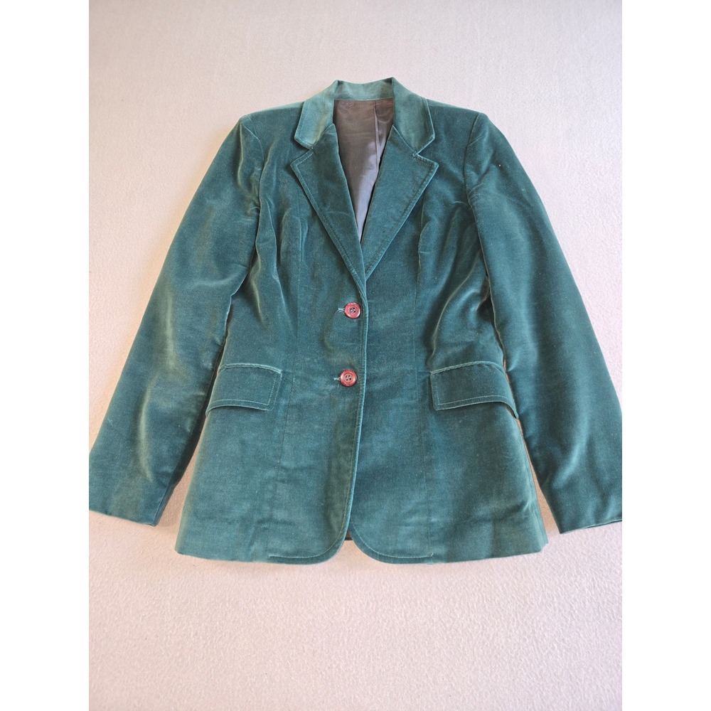 MJ Concepts in Sportswear Blazer Womens 9 Green Cotton Velvet ILGWU Vintage USA